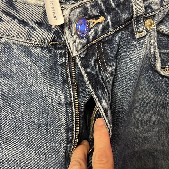 Zara womens the boogie pants 12 jeans denim wide leg dark wash streetwear casual - Picture 7 of 7